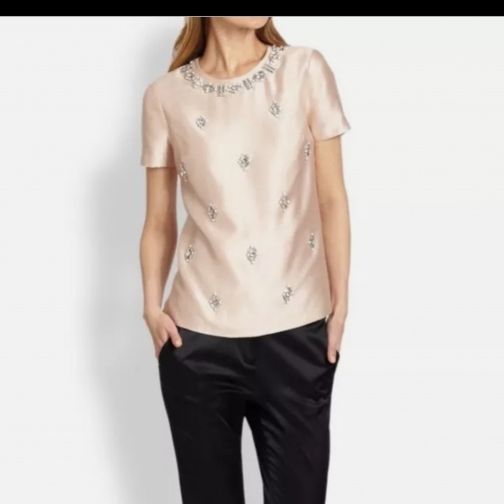 Tory Burch Vesper Rhinestone Silk Top size 8